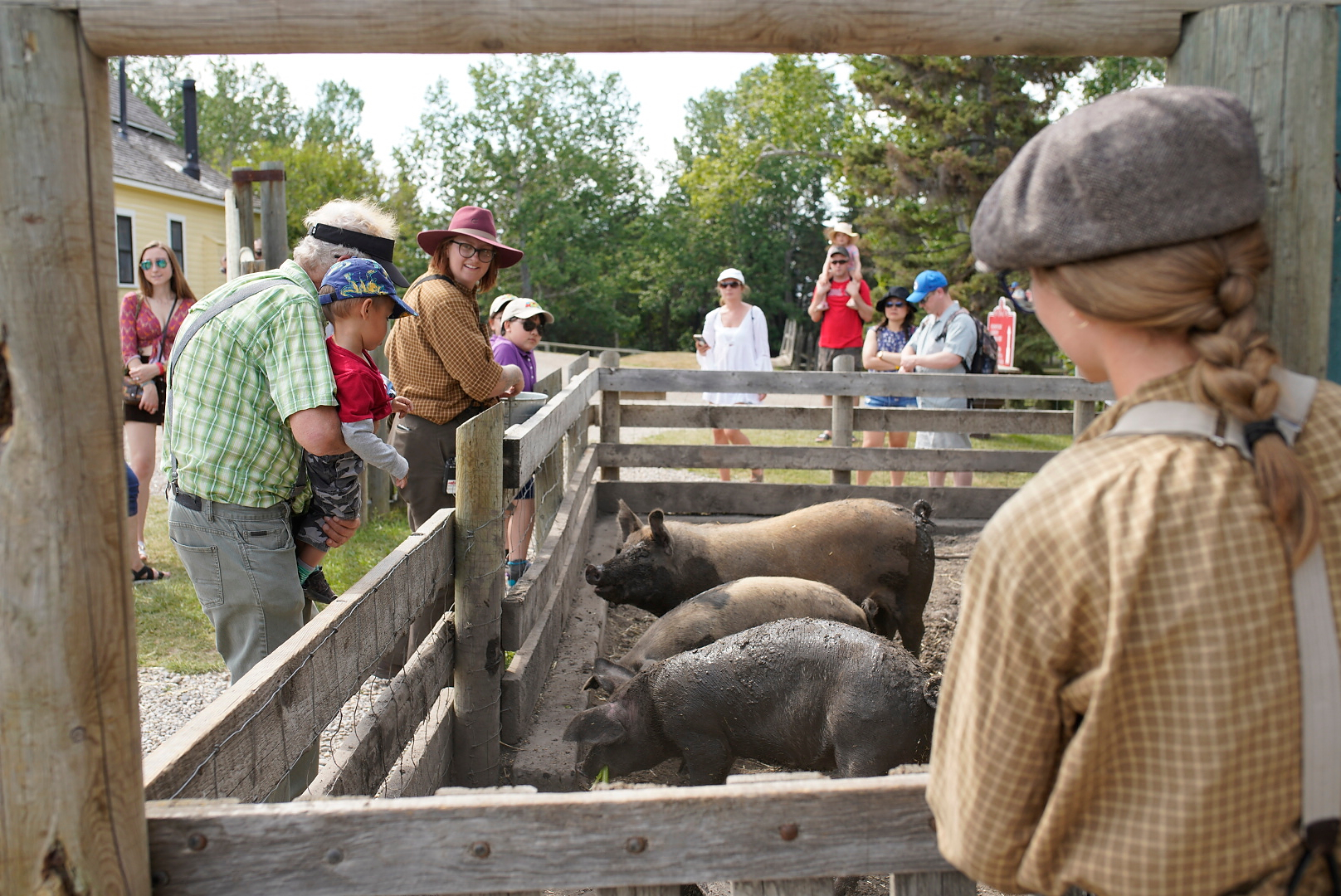 Guests visiting the Agriculture Area at Heritage Park
