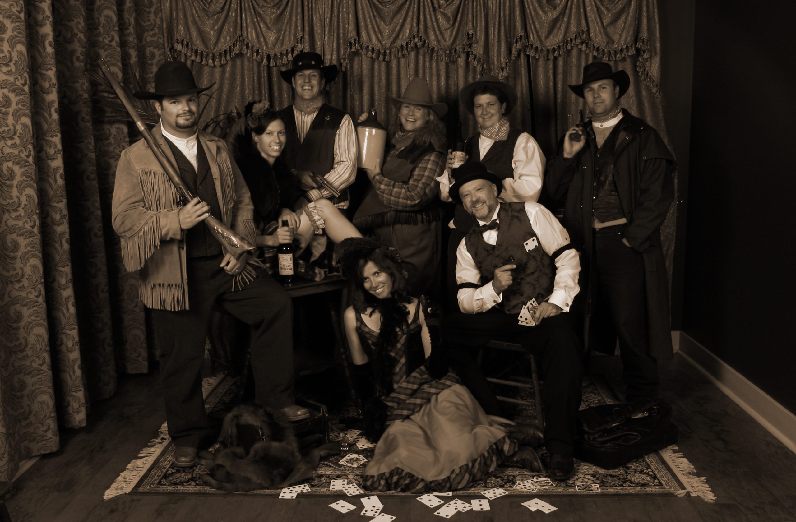 A late 1800's style photo of a group of friends