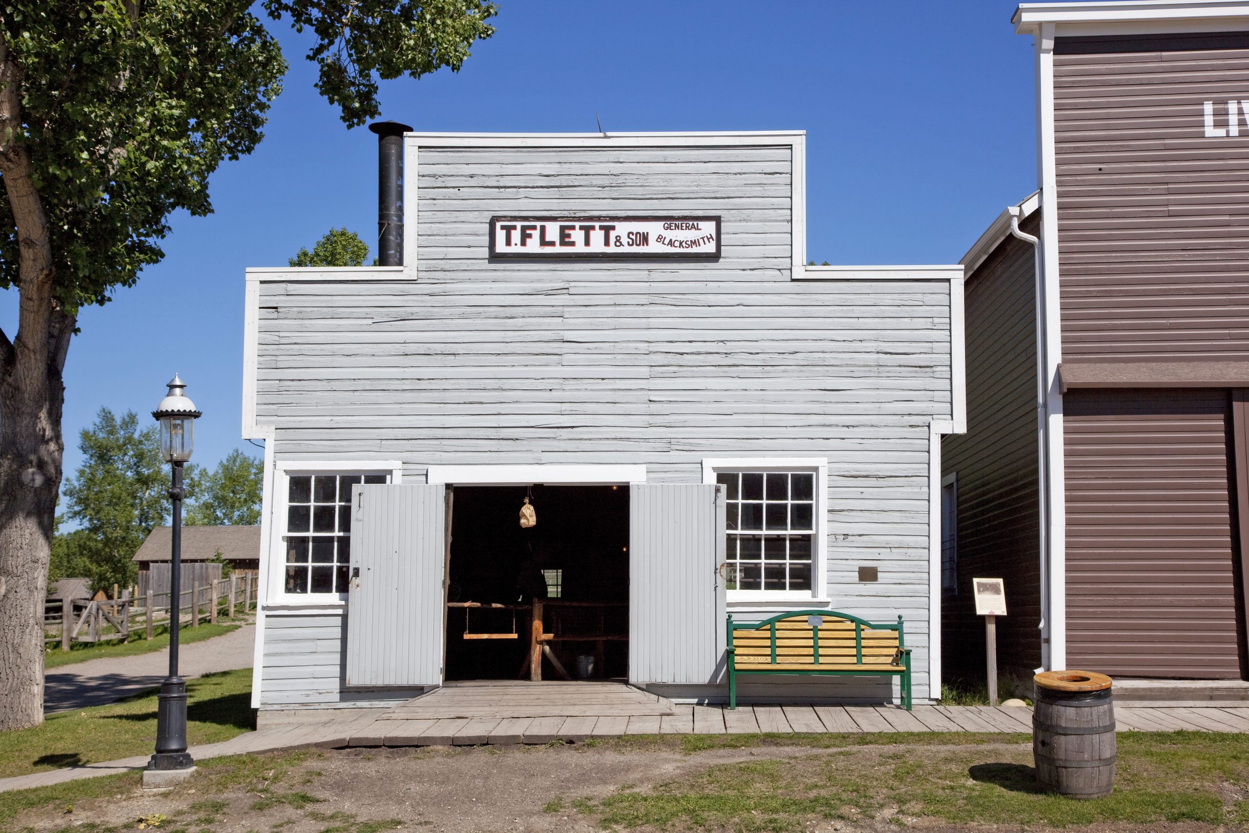 Flett's Blacksmith Shop, located in the Historical Village at Heritage Park