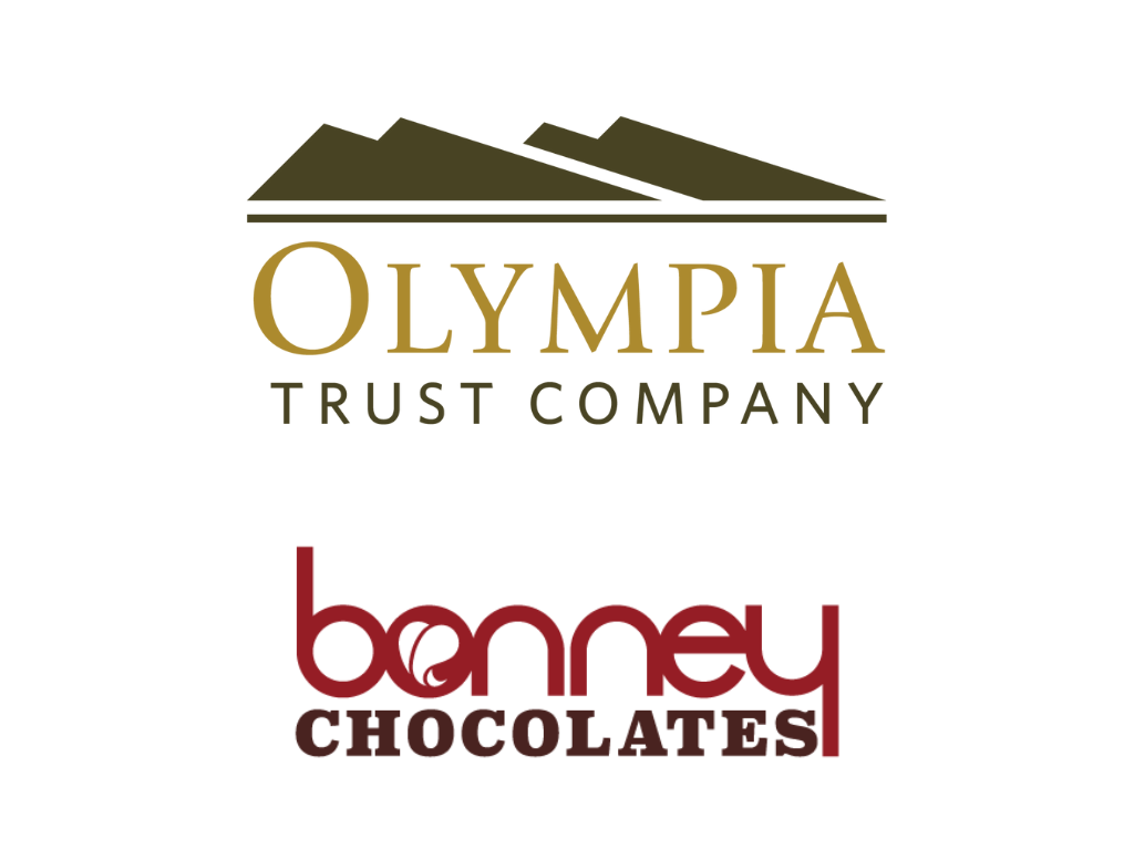 Logos for Olympia Trust Company and Bonney Chocolates