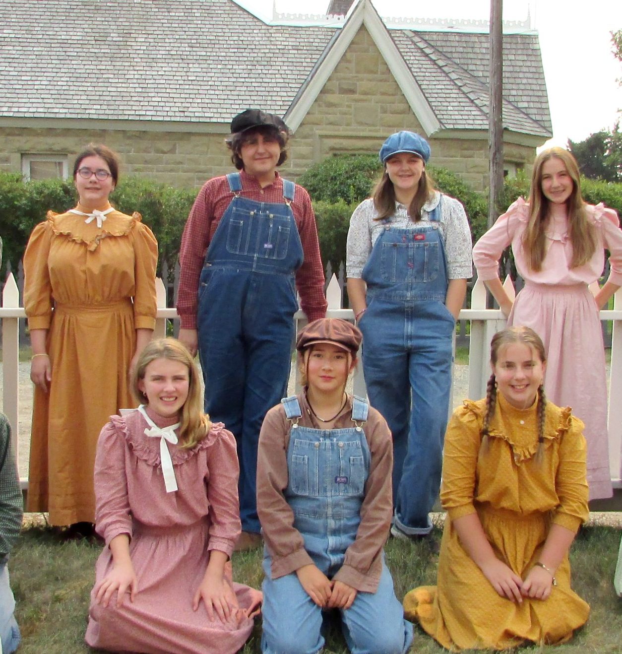 Group of summer camp people in costume 