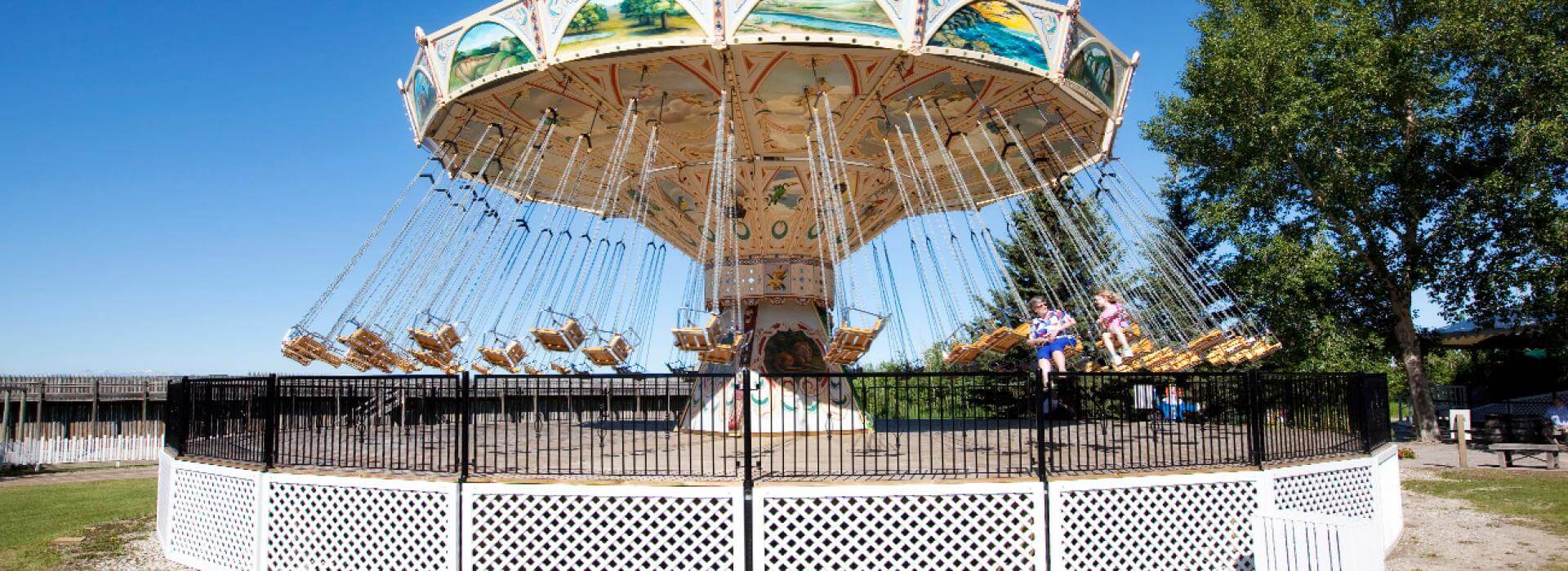 amusement park swings in motion
