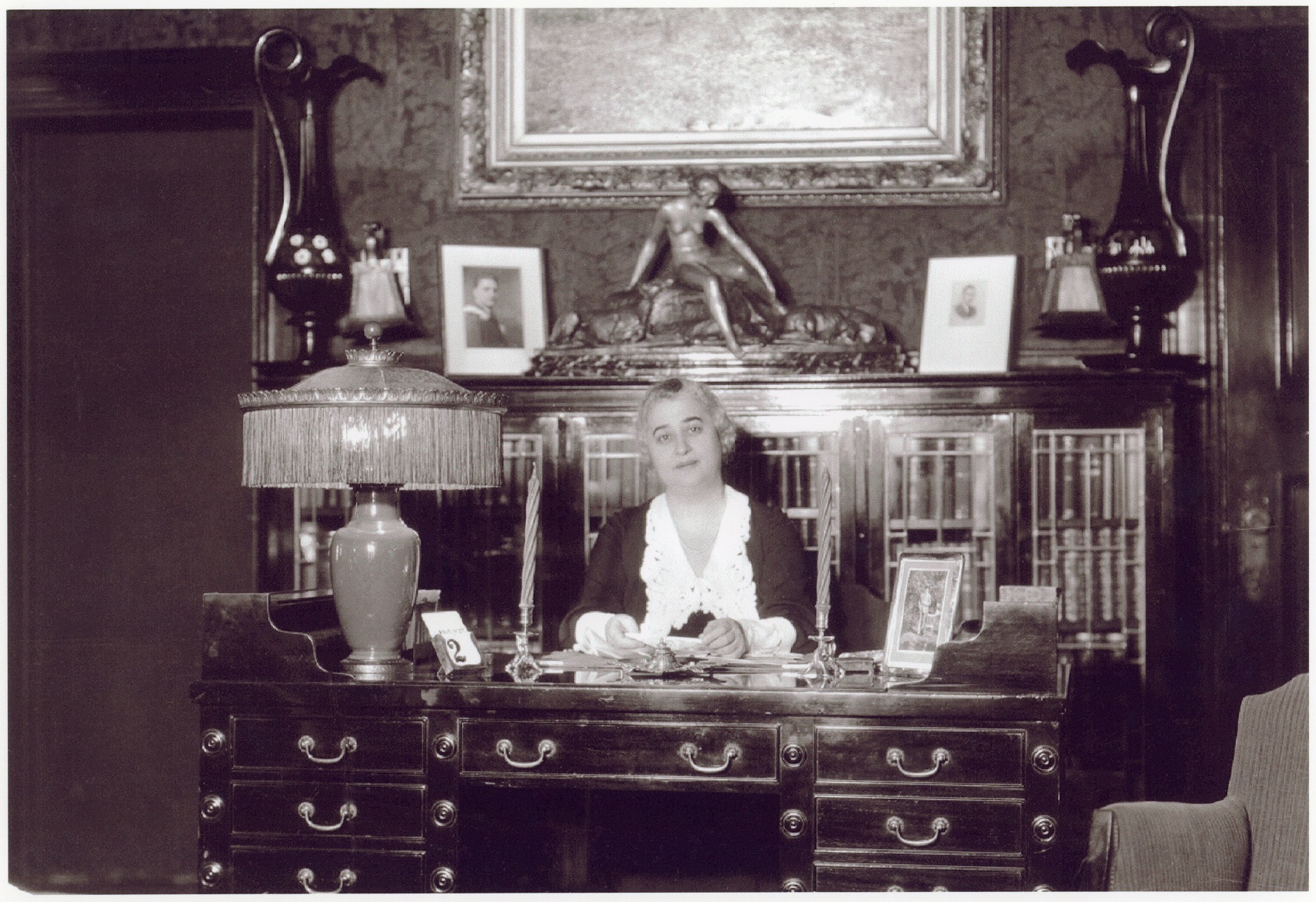 Lilian Freiman sits at desk