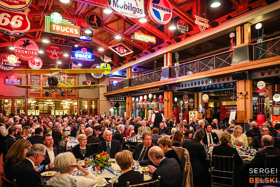 professional photography of a corporate event at Heritage Park's Gasoline Alley Museum