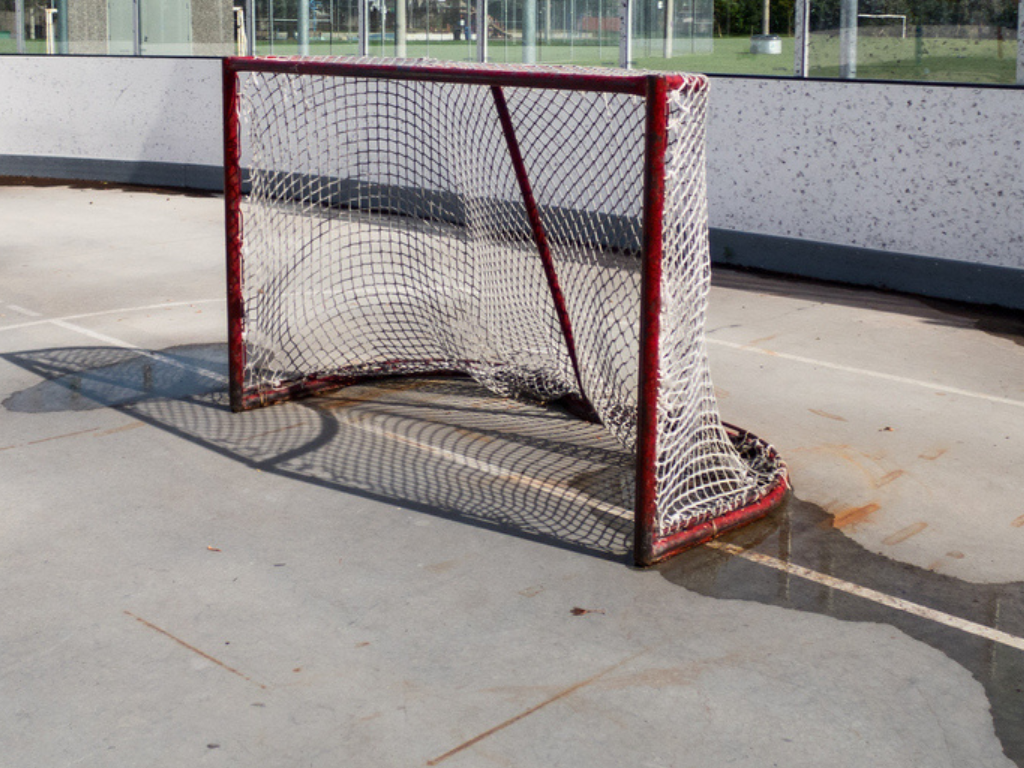 Mini hockey rink at Alberta Day at Heritage Park on Sept. 2
